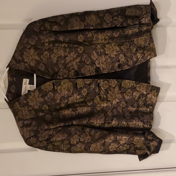 VINTAGE Christian Dior Metallic Brocade Blazer - Picture 1 of 6